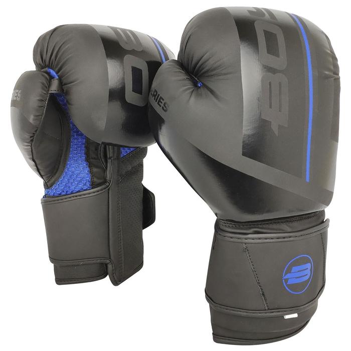 Перчатки боксёрские BoyBo B-Series BBG400, флекс, цвет чёрный/синий, 8 OZ - фото 795377
