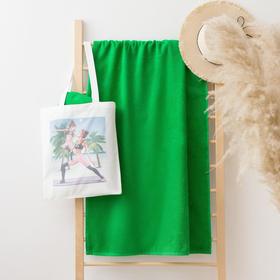 Полотенце в сумке Этель "Yoga mom", 70*130 см, цв.зеленый, 100% хлопок