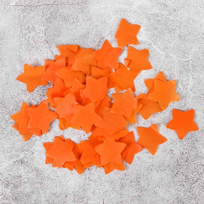 Наполнитель для шара «Конфетти звёзды», 2 см, бумага, цвет оранжевый, 100 г - фото 784688