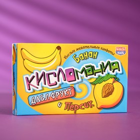 Жевательные конфеты «Кисломания дабл фрукт», банан и персик, 16 г