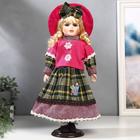 Кукла коллекционная керамика "Блондинка с кудрями, розовая шляпка и свитер" 40 см - фото 2647503