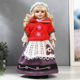 Кукла коллекционная керамика "Блондинка с кудрями, алый свитер с цветочками" 40 см в Донецке