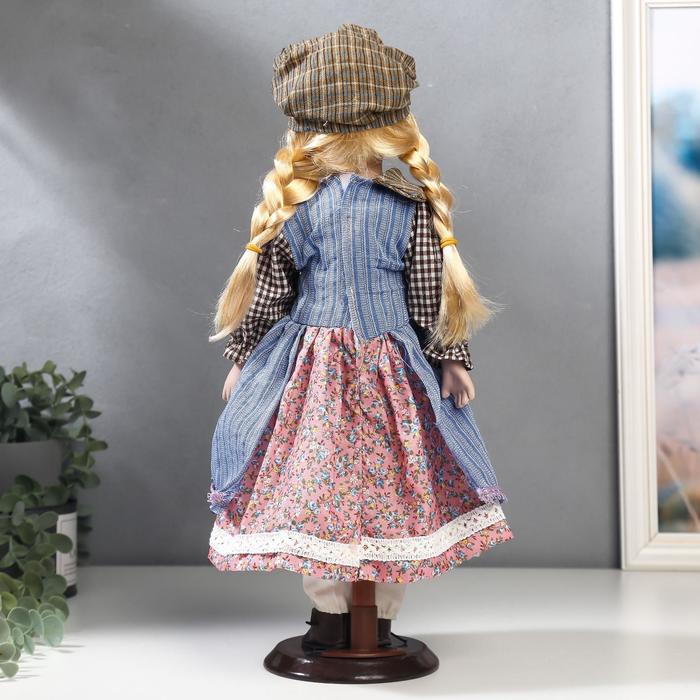 Кукла коллекционная керамика "Блондинка с косами в многослойном платье" 40 см | vlarni-land