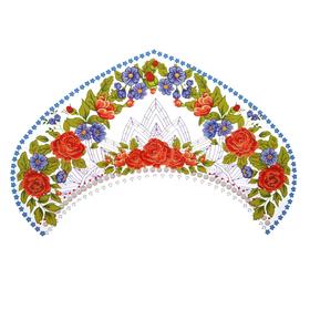 Термонаклейка «Павлопосадский», красно-синие цветы, набор 10 шт.