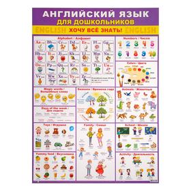 Плакат "Английский язык для дошкольников" фиолетовый фон, А2