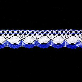 Тесьма плетеная сине-белая с люрексом 4,5 см, в рулоне 100 метров