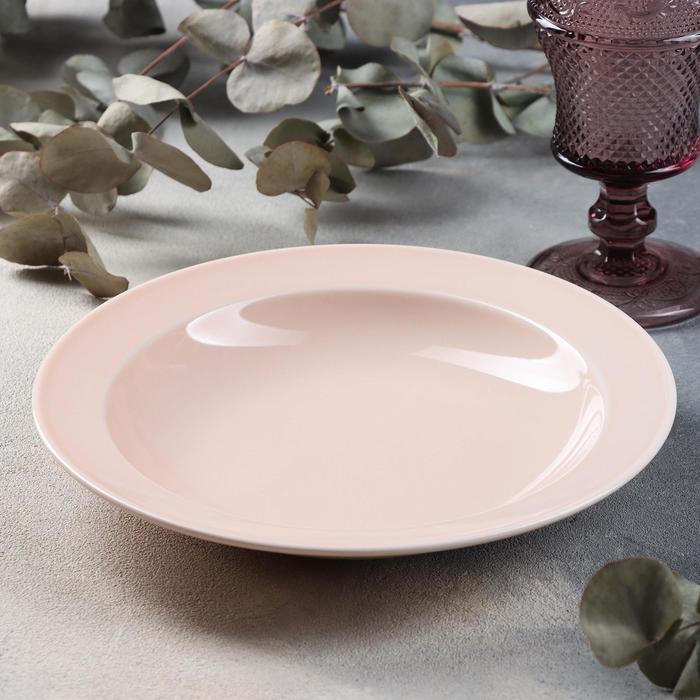 Тарелка глубокая «Акварель», 550 мл, d=22,5 см, цвет розовый - фото 1231622