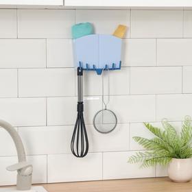 Держатель для ванных и кухонных принадлежностей на липучке, 17×7×12 см, цвет МИКС