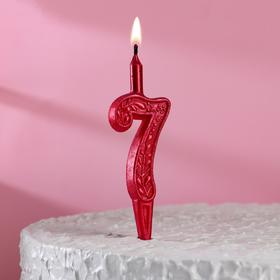 Cake candle, number 7, ruby ​​pattern