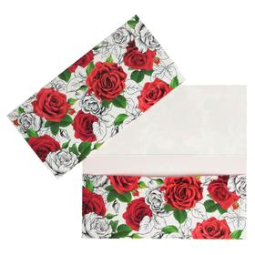 Конверт для денег "Универсальный" белые и красные розы
