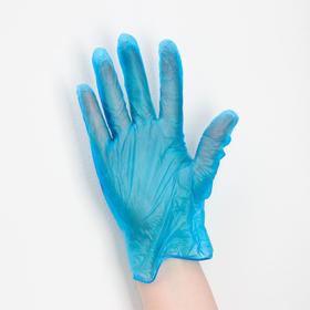 Перчатки виниловые A.D.M., размер M, 100 шт/уп, цвет голубой