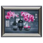 Картина "Розовые орхидеи на сером" 13х18(16х21) см