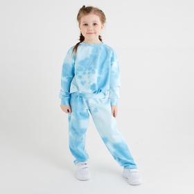Костюм для девочки (свитшот, брюки) MINAKU: Tie-dye collection цвет голубой, рост 116 см