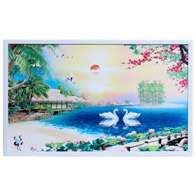 Картина "Лебеди в тропиках" 60х100(65х105) см