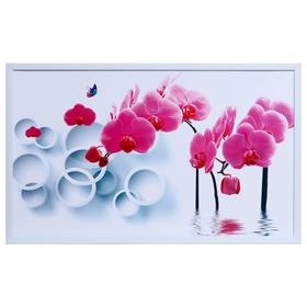 Картина "Розовая орхидея на белом" 60х100(65х105) см