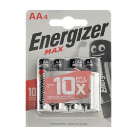 Батарейка алкалиновая Energizer Max, AA, LR6-4BL, 1.5В, блистер, 4 шт.
