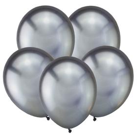 Шар латексный 5" «Зеркальные шары», водные бомбочки, хром, тёмное серебро, набор 50 шт.