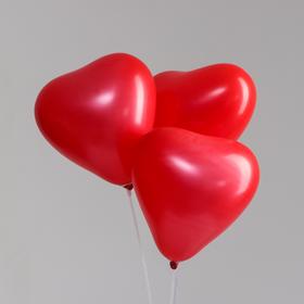 Шар латексный сердце 12", стандарт, набор 100 шт, цвет красный