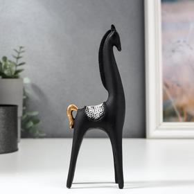 Сувенир полистоун "Чёрный конь с золотой гривой" 18,5х6,8х3,3 см в Донецке