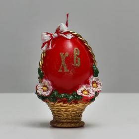 Свеча фигурная большая "Пасхальное яйцо в корзинке", 9,5х14,5 см, 220 гр