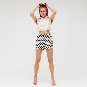 Комплект женский (худи, шорты) MINAKU: Polka-dot collection цвет бежевый, р-р 44