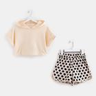 Комплект женский (худи, шорты) MINAKU: Polka-dot collection цвет бежевый, р-р 44 - фото 799192156