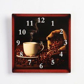 Часы настенные "Ароматный кофе", квадратные, плавный ход в Донецке