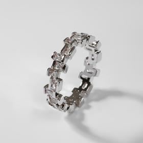 Кольцо "Богатство" кубики, цвет белый в серебре, размер 19