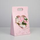 Переноска для цветов «Love», розовая, 24 × 12,5 × 37 см - фото 1258135