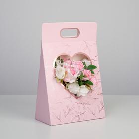 Переноска для цветов Love, розовая, 24 × 12,5 × 37 см
