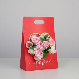 Переноска для цветов Love, красная, 24 × 12,5 × 37 см