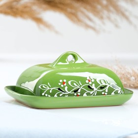 Масленка "Подарочная" мак на зеленом, 13х8см