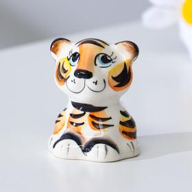 Сувенир Тигр "Макс", 5 см, гжель, цвет
