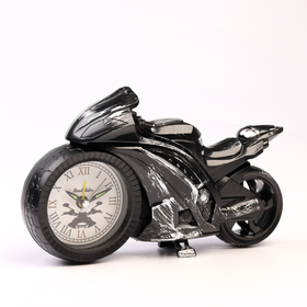Будильник "Мотоцикл", дискретный ход, d-6.5 см, 3 ААА, 21.5 х 5 х 12.5 см, микс