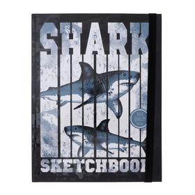 Скетчбук А5, 40 листов Shark, твёрдая обложка, матовая ламинация, выборочный лак, резинка, блок 100 г/м²