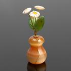 Сувенир Цветок в горшке "Ромашка" ,3 цветка, селенит, малая - фото 3833557
