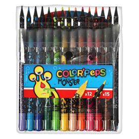 Набор для рисования Maped COLOR'PEPS MONSTER: 12 фломастеров,карандаши 15цв пласт., футляр