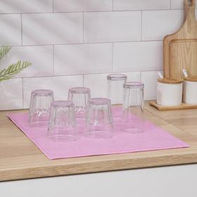 Салфетка для сушки посуды Доляна «Кухня», 38x50 см, микрофибра, цвет розовый