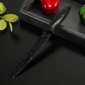 Нож с антиналипающим покрытием Доляна «Зефир», хлебный, лезвие 20 см, цвет чёрный