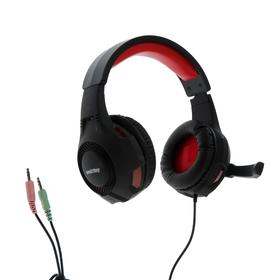 Наушники Smartbuy RUSH HAWK, игровые, микрофон, 3.5 мм + USB, 2.2 м, чёрно-красные