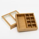 Коробка под 8 конфет + шоколад, с окном, крафт, 17 х 5 х 17,5 х 3,7 см 6848653