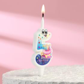 Свеча для торта "С глазками", 12 см, цветная цифра 5