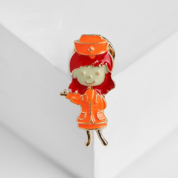 Значок "Медсестричка", цвет оранжевый в золоте - фото 3392912