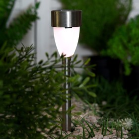Фонарь садовый на солнечной батарее "Матовый" 36,5 см, d-5,5 см, 1 led, металл, белый