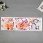 Наклейка пластик интерьерная цветная "Милые кролики с цветочками" 30х90 см - фото 799327196