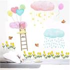 Наклейка пластик интерьерная цветная "Девочка на лестнице и тучки" набор 2 листа 30х90 см - фото 799327213