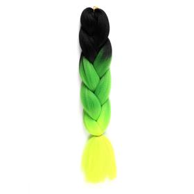 ZUMBA Канекалон трёхцветный, гофрированный, 60 см, 100 гр, цвет чёрный/зелёный/лимонный(#CY7)