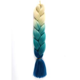 ZUMBA Канекалон трёхцветный, гофрированный, 60 см, 100 гр, цвет блонд/аквамариновый/синий(#CY24)
