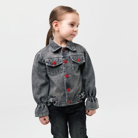 Куртка джинсовая для девочки, цвет серый, рост 104 см