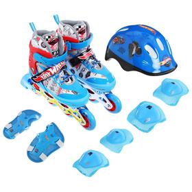 HOT WHEELS roller skates, PU Wheels with light, complete with protection and helmet, size M (34-37)